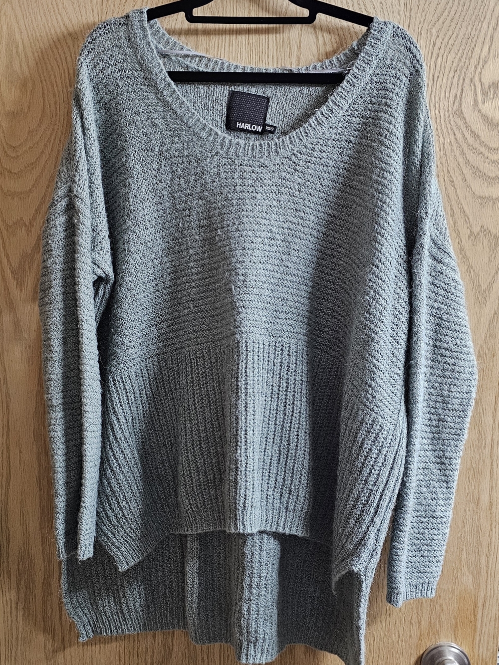 Harlow High Low Oversized Knit Sweater Light Green/Blue
